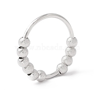 Brass Matte Rotating Beaded Finger Ring, Ball Rotatable Anti Anxiety Spinner Rings, Platinum, US Size 7 3/4(17.9mm)(RJEW-H102-09P)