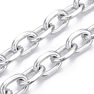 Aluminum Faceted Cable Chain, Diamond Cut Oval Link Chains, Unwelded, Silver, 21x12.5x3.5mm(CHA-N003-32S)