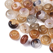 Natural Agate European Beads, Large Hole Beads, Dyed & Heated, Rondelle, 10x4.5mm, Hole: 4mm(X-G-Q503-07)