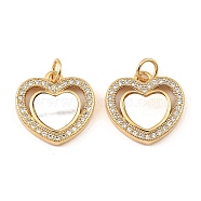 Brass Cubic Zirconia with Shell Pendants, Long-Lasting Plated, Lead Free & Cadmium Free, Heart, Real 18K Gold Plated, 15x15.5x3mm(KK-K342-19G)