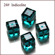 Imitation Austrian Crystal Beads, Grade AAA, Faceted, Cube, Dark Cyan, 5~5.5x5~5.5x5~5.5mm(size within the error range of 0.5~1mm), Hole: 0.7~0.9mm(SWAR-F074-6x6mm-24)
