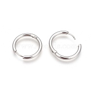 304 Stainless Steel Hoop Earrings, Manual Polishing Huggie Earrings, Stainless Steel Color, 12 Gauge, 12x2mm, Pin: 0.7mm, Inner Diameter: 8mm(X-EJEW-P177-P-06)