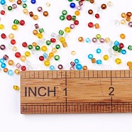 8/0 Glass Seed Beads, Transparent, Round, Mixed Color, 2.5~3x2~3mm, Hole: 1mm, about 1000pcs/50g(X-SEED-A004-3mm)