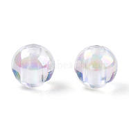 Transparent Acrylic Beads, AB Colors Plated, Round, Clear AB, 8mm, Hole: 2mm(MACR-YW0002-90A-01)