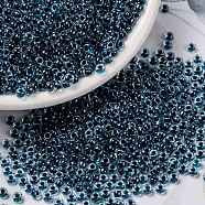 MIYUKI Round Rocailles Beads, Japanese Seed Beads, 8/0, (RR3207) Magic Royal Aqua Lined Crystal, 3mm, Hole: 1mm, about 19000~20500pcs/pound(SEED-G008-RR3207)