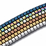 Electroplate Non-magnetic Synthetic Hematite Beads Strands, Column, Mixed Color, 3.5x3mm, Hole: 1mm, about 125~126pcs/strand, 15.55 inch~15.83 inch(39.5cm~40.2cm)(G-T114-61)