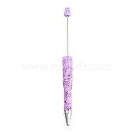 Valentine's Day Theme Heart Pattern Plastic with Iron Ball-Point Pen, Beadable Pen, for DIY Personalized Pen with Jewelry Beads, Lilac, 147x11.5mm(FIND-D032-01B)