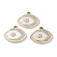 Alloy Pendants, with Shell and Rhinestone, Cadmium Free & Lead Free, Eye, 15.5x19x3mm, Hole: 1.6mm(FIND-C042-07G-06)