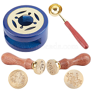 CRASPIRE DIY Scrapbook Making Kits, Including Rosewood Wax Smelter, Brass Wax Sticks Melting Spoon, Brass Wax Seal Stamp and Wood Handle Sets, Golden, Brass Wax Seal Stamp: 2pcs(DIY-CP0004-89)