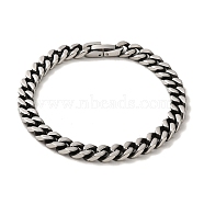 304 Stainless Steel Cuban Link Chain Bracelets for Women Men, Antique Silver, 8-1/8 inch(20.5cm), Link: 7x10x2mm(BJEW-Q341-15D-AS)