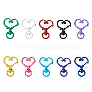 Cheriswelry 20Pcs 10 Colors Zinc Alloy Baking Paint Swivel Clasps, Heart, Mixed Color, 33.5x24mm, 2pcs/color(FIND-CW0001-02)
