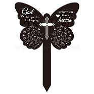 Acrylic Garden Stake, Ground Insert Decor, for Yard, Lawn, Garden Decoration, Butterfly with Memorial Words, Butterfly, 205x145mm(AJEW-WH0364-007)