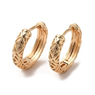 Brass Hoop Earrings, Rhombus, Light Gold, 16x4mm(EJEW-C073-15KCG)