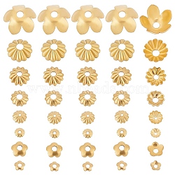 ARRICRAFT 160Pcs 8 Styles Brass Bead Caps, Multi-Petal, Flower, Golden, 3~8x0.5~3.5mm, Hole: 0.9~2mm, 20pcs/style(KK-AR0002-72)