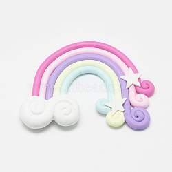 Handmade Polymer Clay Cabochons, Rainbow, Colorful, 36~40x47~53x3mm(PORC-S1007-39C)