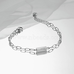 Natural Howlite Cube Link Bracelet with Stainless Steel Chains(EY9385-2)