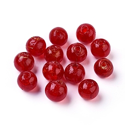Handmade Silver Foil Glass Beads, Round, Red, 9.5~10.5mm, Hole: 1~2mm(X-FOIL-R054-10mm-6)
