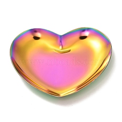 Heart 430 Stainless Steel Jewelry Display Plate, Cosmetics Organizer Storage Tray, Rainbow Color, 85x91.5x10mm(STAS-P289-02MC)