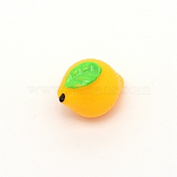 Resin Beads, Imitation Food, No Hole, Lemon, Yellow, 17x12x13.5mm(RESI-CJC0002-02)