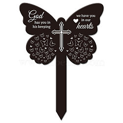 Acrylic Garden Stake, Ground Insert Decor, for Yard, Lawn, Garden Decoration, Butterfly with Memorial Words, Butterfly, 205x145mm(AJEW-WH0364-007)