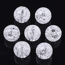 Transparent Crackle Acrylic European Beads, Large Hole Beads, Round, Clear, Clear, 14x13mm, Hole: 4mm(X-CACR-N003-35)