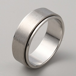 304 Stainless Steel Plain Rotating Finger Ring, Fidge Spinner Ring for Stress Anxiety Relief, Stainless Steel Color, Inner Diameter: 19.9mm(RJEW-WH0011-10E-P)