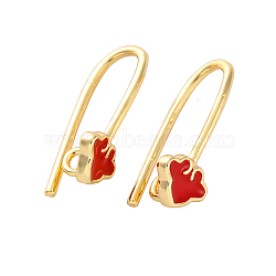 Brass Earring Hooks, with Horizontal Loop and Enamel, Real 18K Gold Plated, 16x6mm, Hole: 1.5mm(KK-A240-06G)