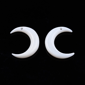 Natural Freshwater Shell Charms, Moon, 13x15x3.5mm, Hole: 0.8mm