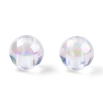 Transparent Acrylic Beads, AB Colors Plated, Round, Clear AB, 8mm, Hole: 2mm