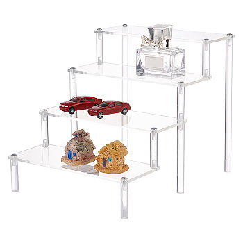 4-Tier Acrylic Model Toy Assembled Organizer Holders, Action Figure Rectangle Display Risers, with Screws and Screwdriver, Clear, Finish Product: 19.7x27.5x20cm