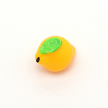 Resin Beads, Imitation Food, No Hole, Lemon, Yellow, 17x12x13.5mm