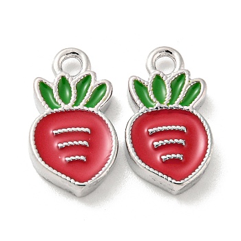Brass Enamel Charms, Carrot Charm, Real Platinum Plated, 13.5x7.5x2mm, Hole: 1.6mm