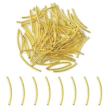 Brass Tube Beads, Curved Tube, Golden, 30x2mm, Hole: 1mm