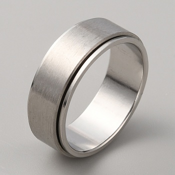 304 Stainless Steel Plain Rotating Finger Ring, Fidge Spinner Ring for Stress Anxiety Relief, Stainless Steel Color, Inner Diameter: 19.9mm