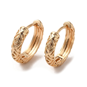 Brass Hoop Earrings, Rhombus, Light Gold, 16x4mm
