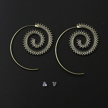 Vortex Alloy Stud Earrings with Stainless Steel Pins for Women, Antique Bronze, 50.5x32x2mm, Pin: 1mm