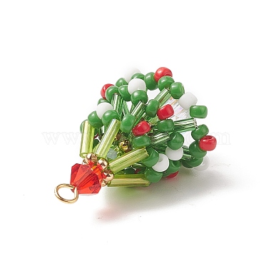 Christmas Theme Glass Seed Beads Pendants(PALLOY-TA00027)-3