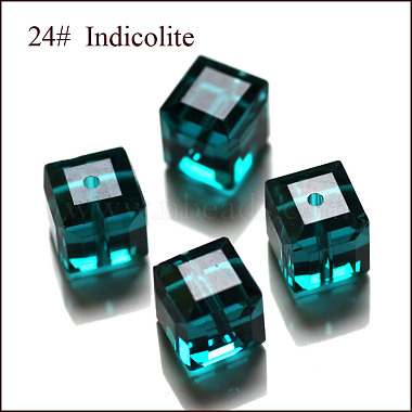 5mm Dark Cyan Cube Glass Beads