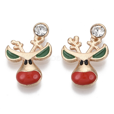 Light Gold Red Deer Alloy+Rhinestone Cabochons