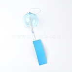 Glass Wind Chime, with Polyester Cord & Paper, Light Sky Blue, 410mm(HJEW-WH0028-20B)