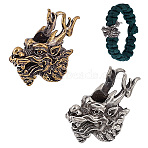 2Pcs 2 Colors Brass Pendants, Kylin Charms, Antique Bronze & Antique Silver, 26x14.5x22.5mm, Hole: 6mm, 1pc/color(KK-OC0001-57)