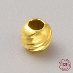 Sterling Silver Bead, Grooved Round, Golden, 2.5x2mm, Hole: 1mm(STER-WH0019-08A-G)