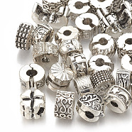 Alloy European Clasps, Large Hole Beads, Mixed Shapes, Antique Silver, 9~10x6~9mm, Hole: 3~3.5mm(X-PDLC-S001-10)