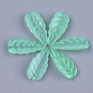Transparent Spray Painted Glass Pendants, Leaf, Medium Aquamarine, 23x10x4~4.5mm, Hole: 1.2mm(X-GLAA-S183-19B)