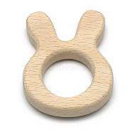 Undyed Beech Wood Big Bunny Pendants, Lead Free, Rabbit, BurlyWood, 61x47x10.5mm(WOOD-R263-04-LF)
