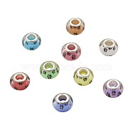 Large Hole Dog Paw Prints Pattern, Acrylic European Beads, with Silver Tone Brass Double Cores, Rondelle, Mixed Color, 14x9~10mm, Hole: 5mm(OPDL-TA0001-01)