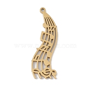 304 Stainless Steel Pendants, Laser Cut, Hollow Musical Note Waterfall Charm, Golden, 36x12x1mm, Hole: 1mm(STAS-B062-17G)