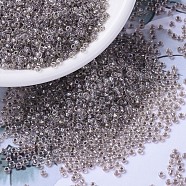 MIYUKI Round Rocailles Beads, Japanese Seed Beads, (RR2195) Taupe Lined Crystal AB, 11/0, 2x1.3mm, Hole: 0.8mm, about 5500pcs/50g(SEED-X0054-RR2195)