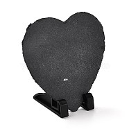 Sublimation Blank Natural Slate Rock Stone Plate, with 2Pcs Plastic Racks, Heart Shaped Photo Frame for Heat Press Machine, 140x80x165mm(AJEW-XCP0002-18)
