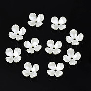 4-Petal ABS Plastic Imitation Pearl Bead Caps, Flower, Creamy White, 10.5x10.5x4.5mm, Hole: 1.5mm(OACR-S020-31)